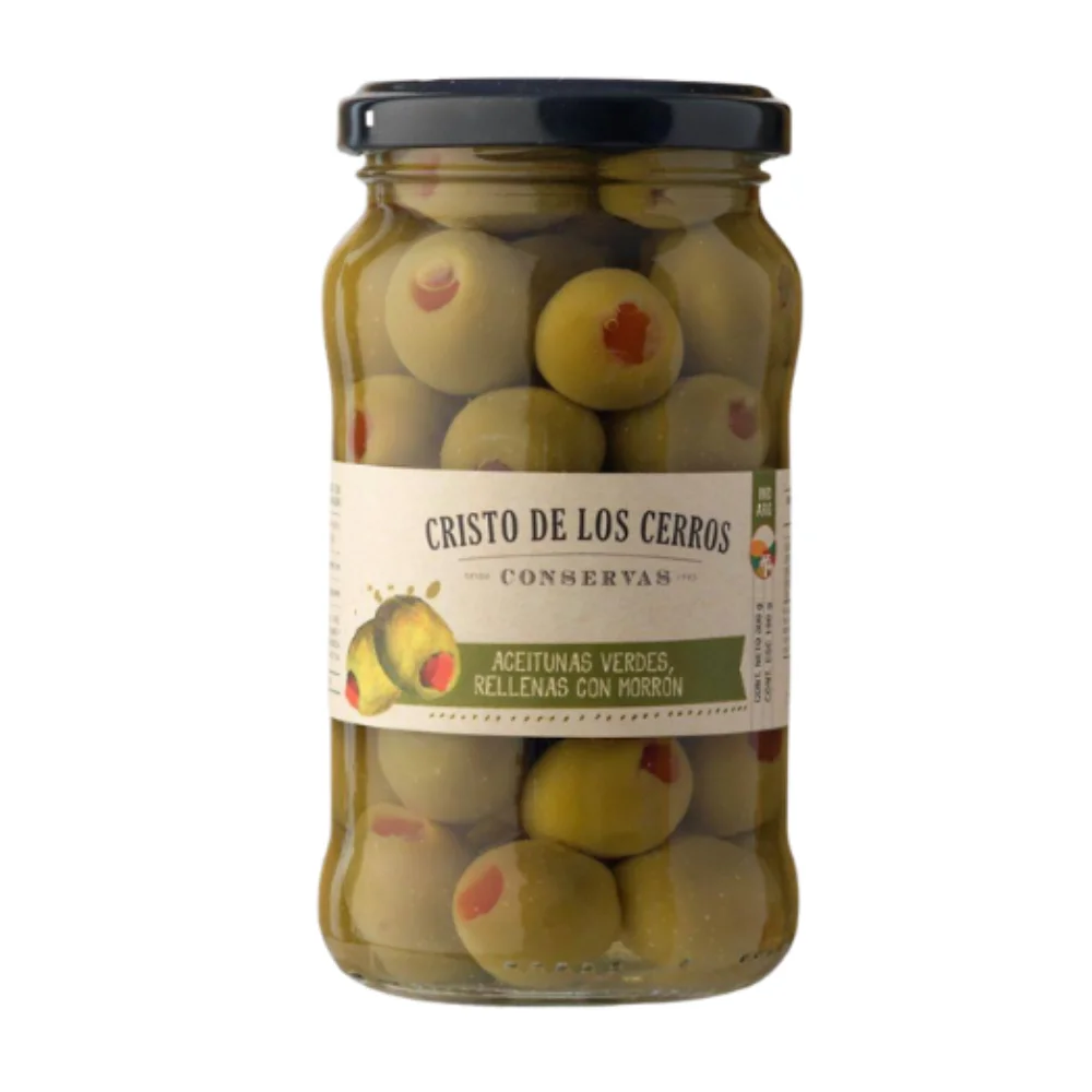 Aceitunas Verdes Rellenas con Pimiento Morron 300G Cristo