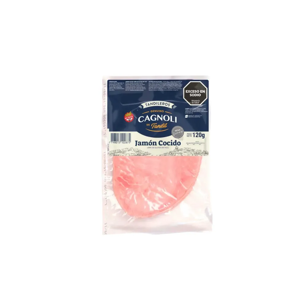 JAMON COCIDO GENUINO FETEADO *120G CAGNOLI