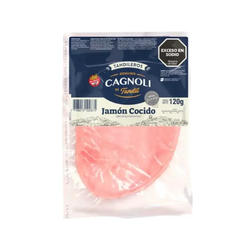 JAMON COCIDO GENUINO FETEADO *120G CAGNOLI