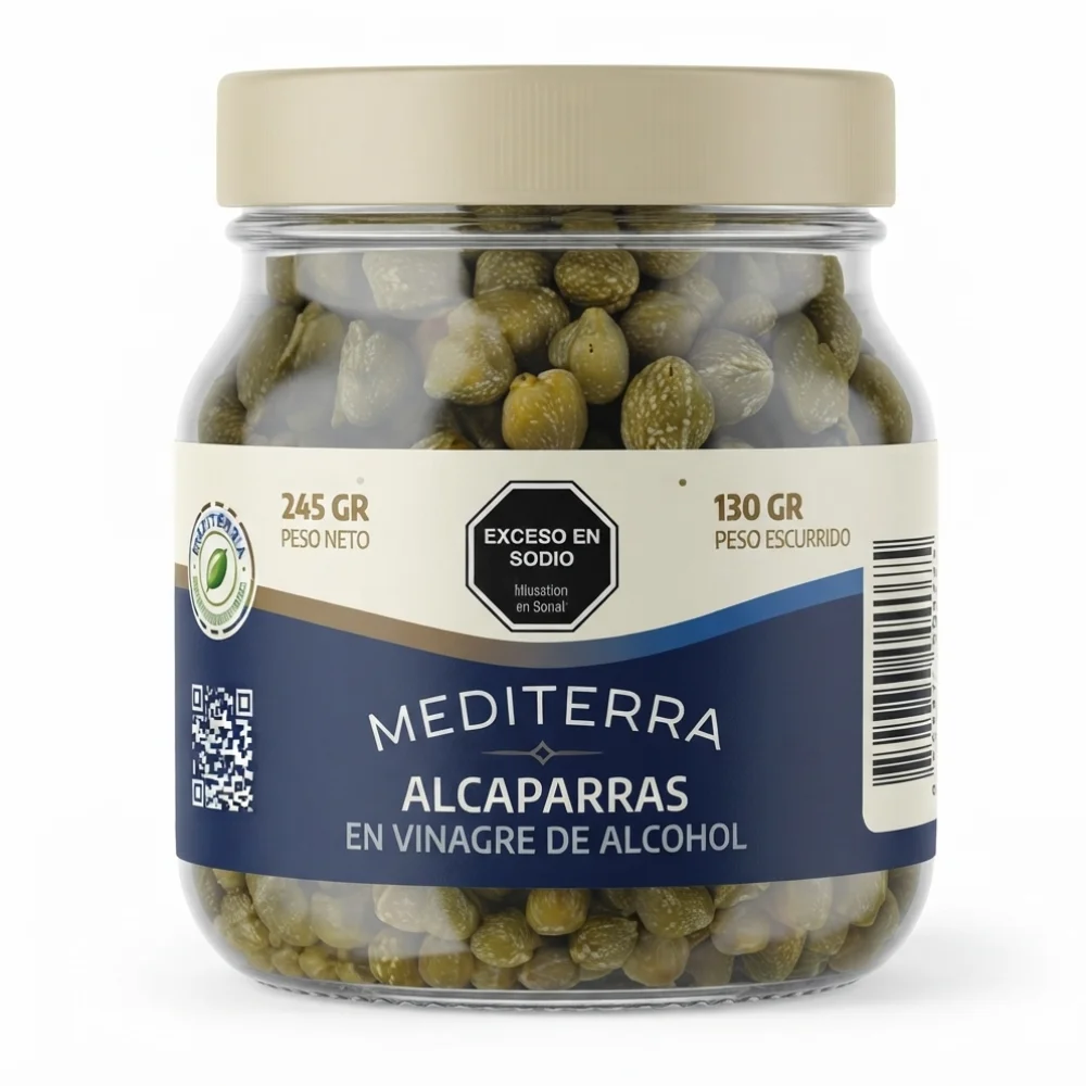 Alcaparras en Vinagre de Alcohol Grandes 245G Mediterra