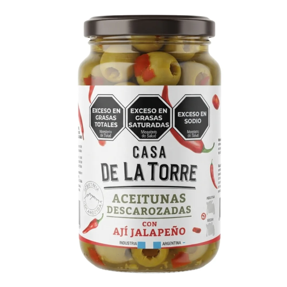 Aceitunas Verdes Descarozadas con Aji Jalapeño 300G Casa de la Torre