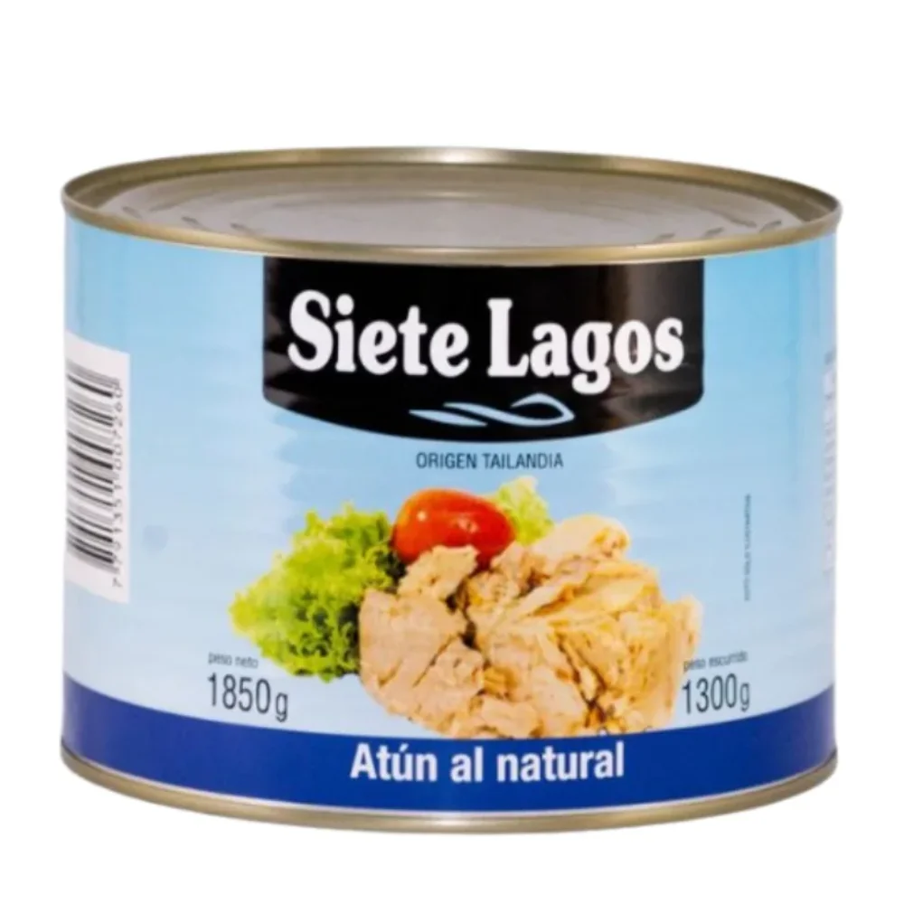 R1) Atun en Trozos al Natural 1850G Lata Siete Lagos