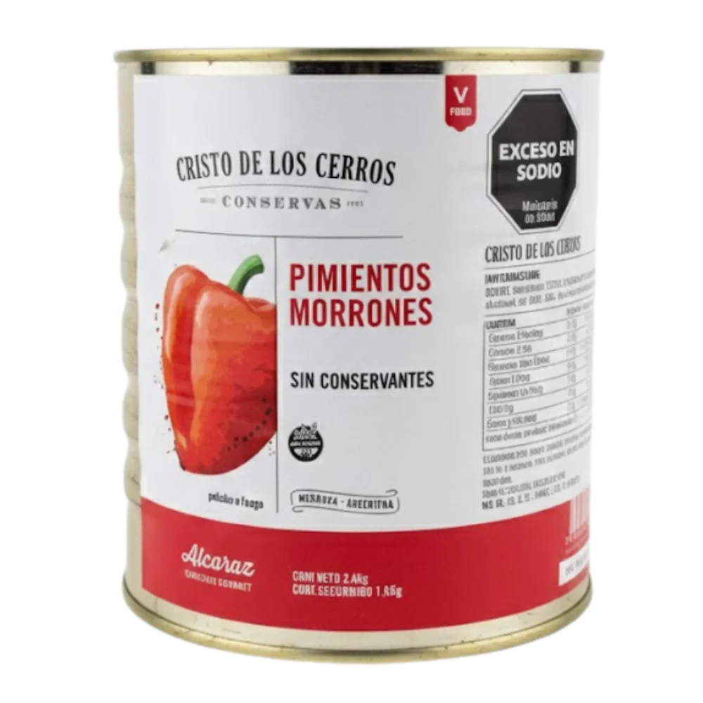 Pimientos Morrones Enteros Pelados 2500G Lata Cristo