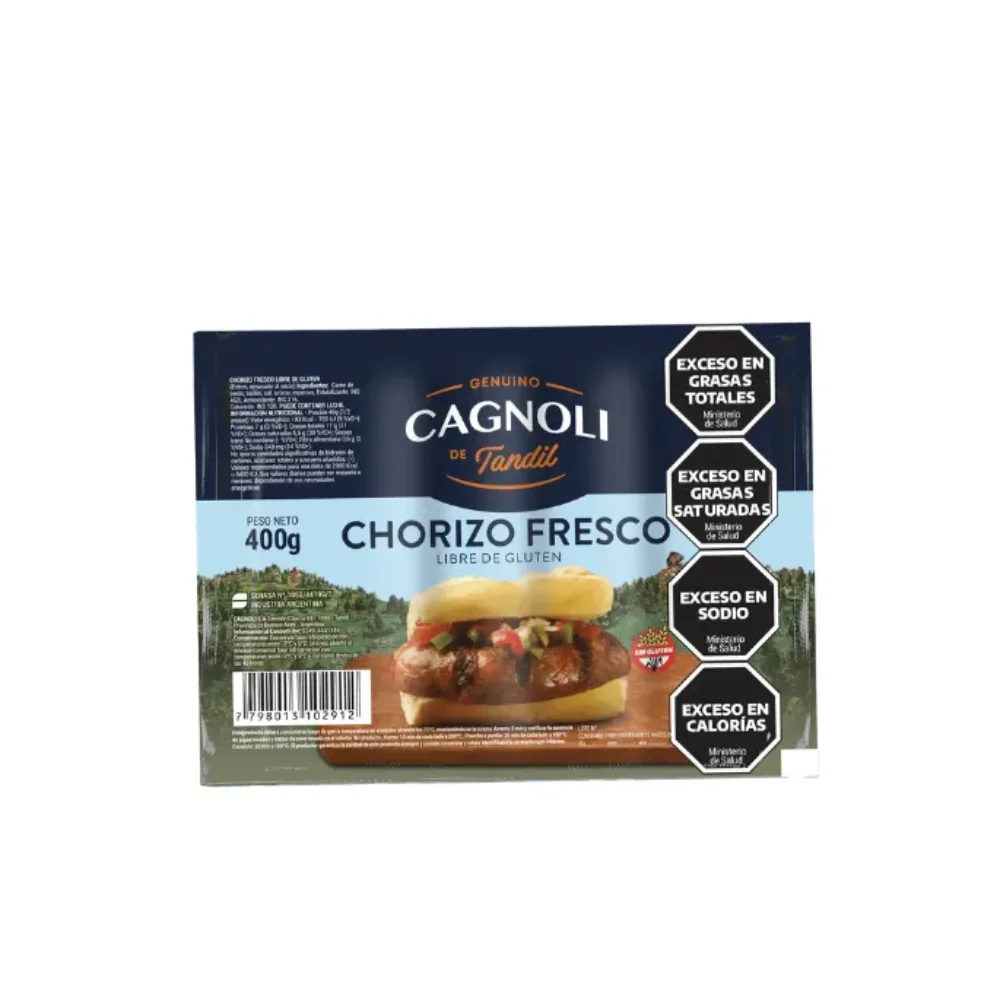 CHORIZO FRESCO PURO CERDO AL VACIO *400G CAGNOLI