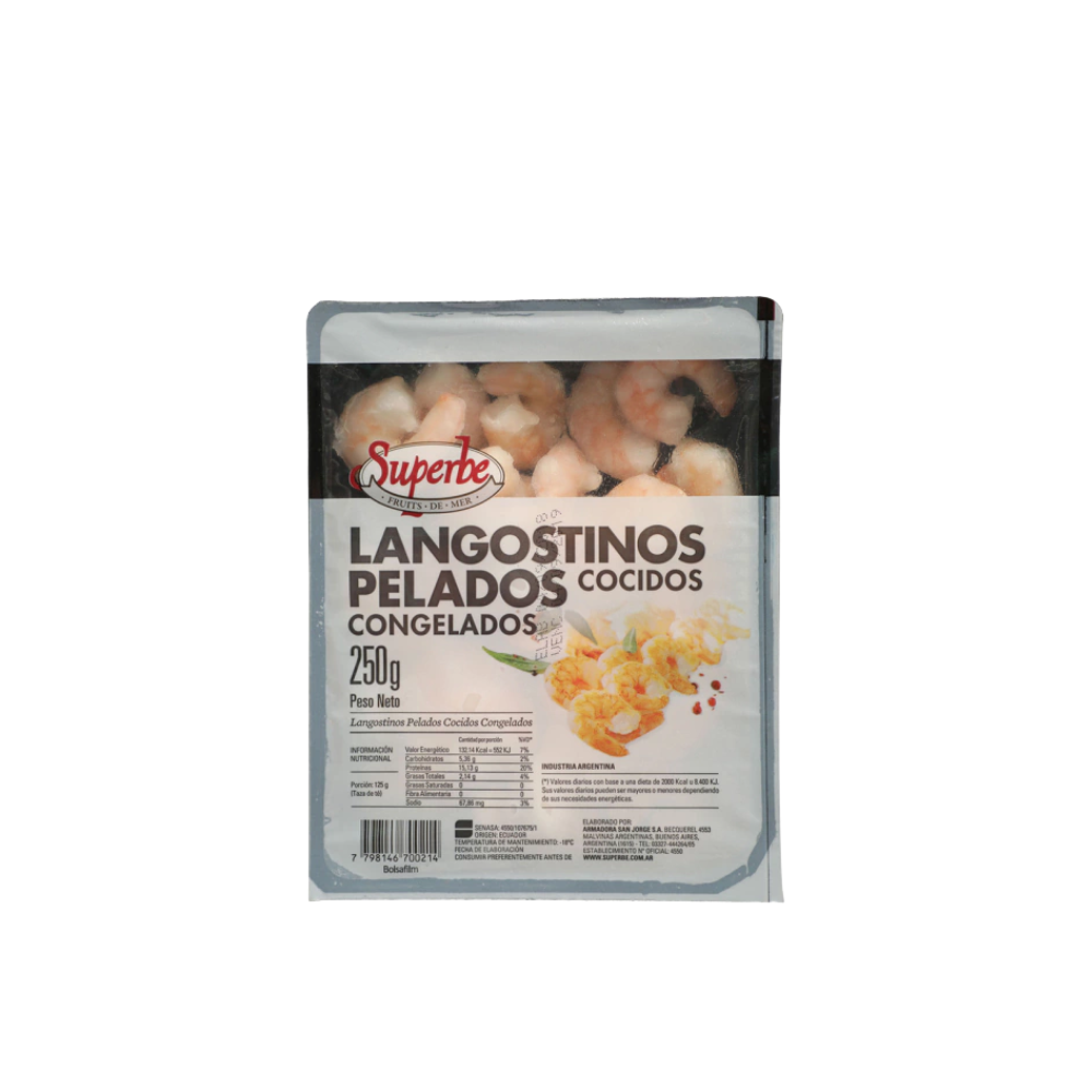 LANGOSTINOS PELADOS COCIDOS *250G SUPERBE
